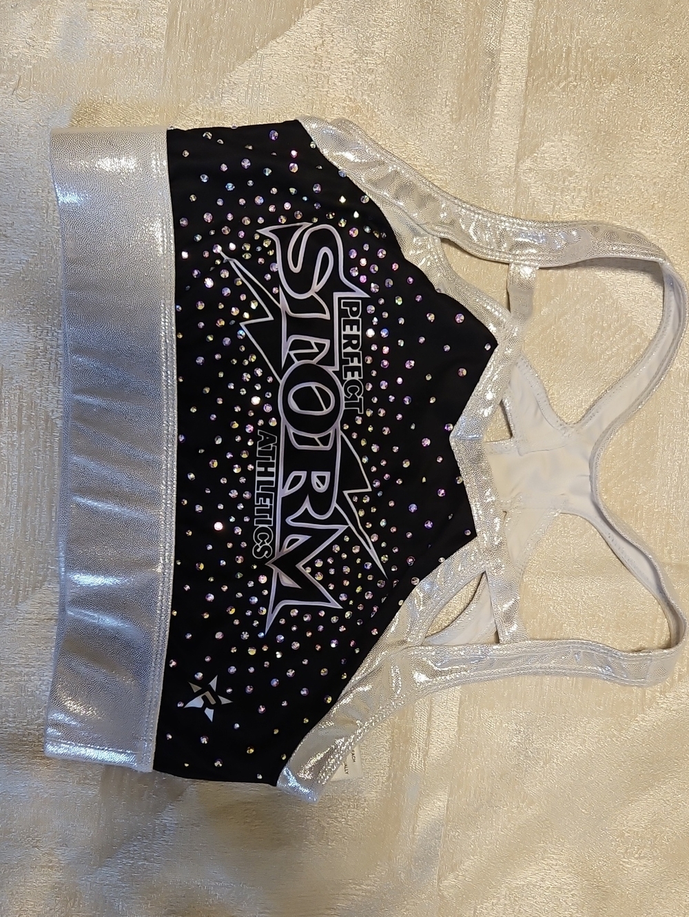Perfect Storm Black Sports Bra with Silver Accents